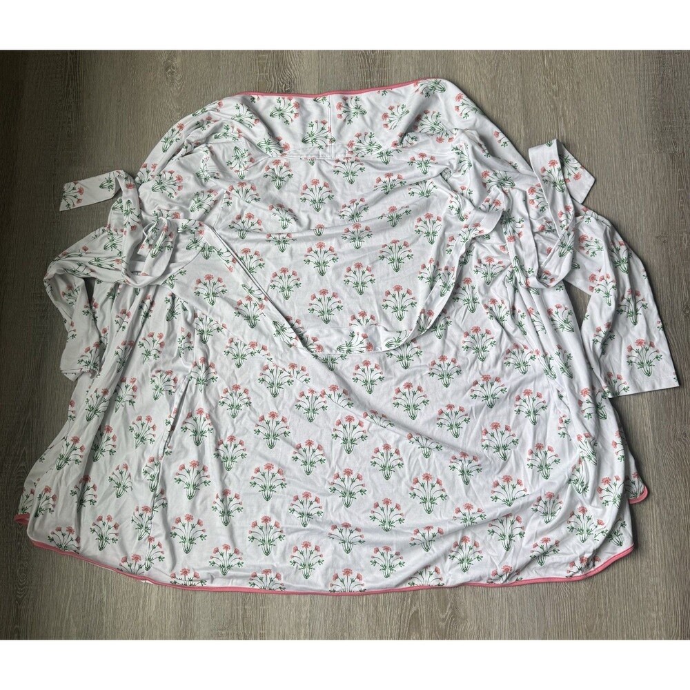 NWOT Lake Pajamas Pima Cotton Wrap Robe Floral Pink and Green XXL - Picture 3 of 10